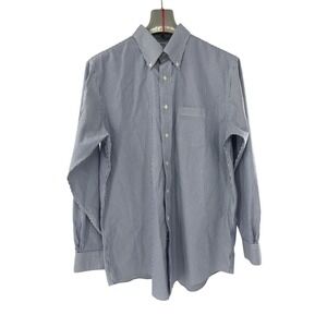 Brooks Brothers Button Down Mens 16.5 34 Blue Regent Striped Supima Cotton